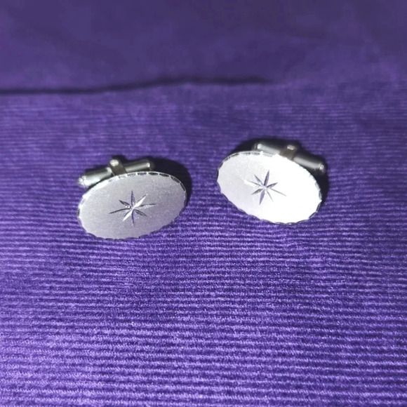 Vintage Other - Vintage Sterling Starlight Cufflinks Sunburst Silver Star Shine